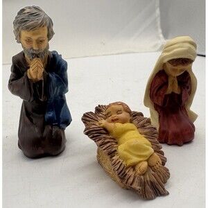 Mini Nativity Set Joseph Mary Baby Jesus Resin Christmas Figures